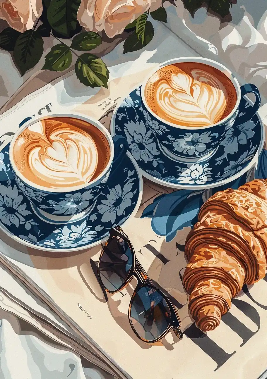 Coffee Croissant Vogue Midjourney提示词