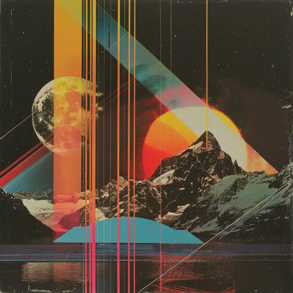 Vintage Weather Jitter Collage Midjourney提示词