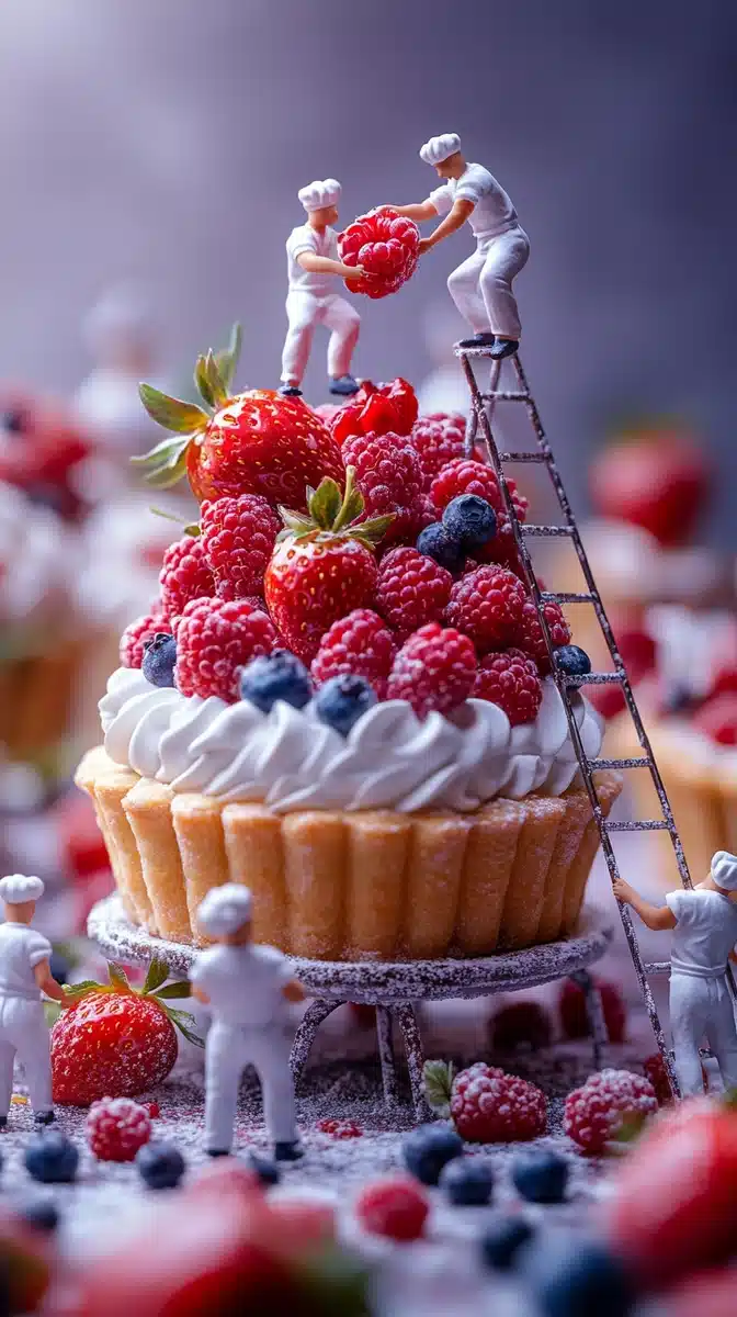 Miniature Chefs Topping Tart Midjourney提示词
