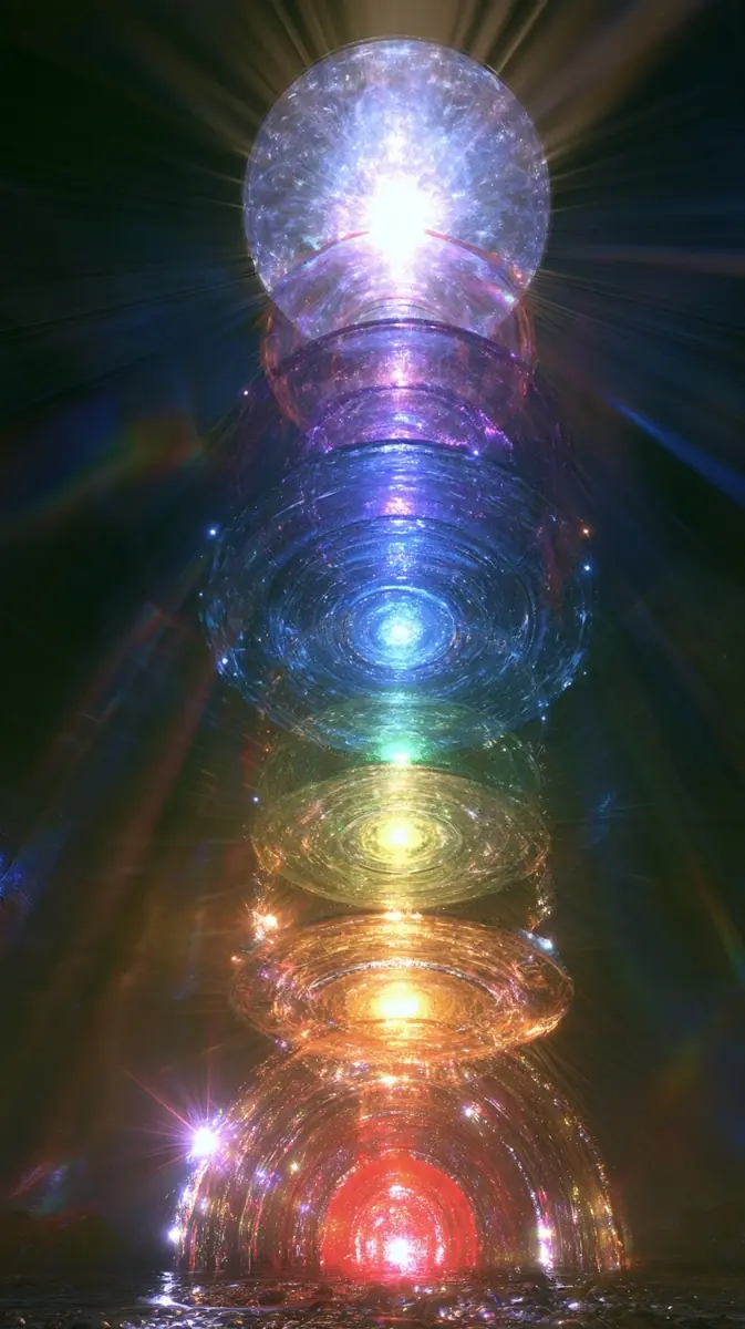 Glowing Chakra Energy Discs Midjourney提示词