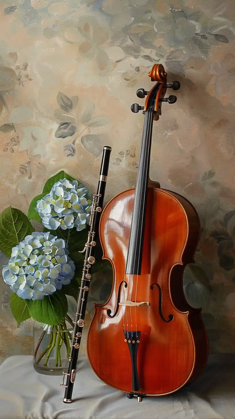 Realistic Cello and Flute Midjourney提示词