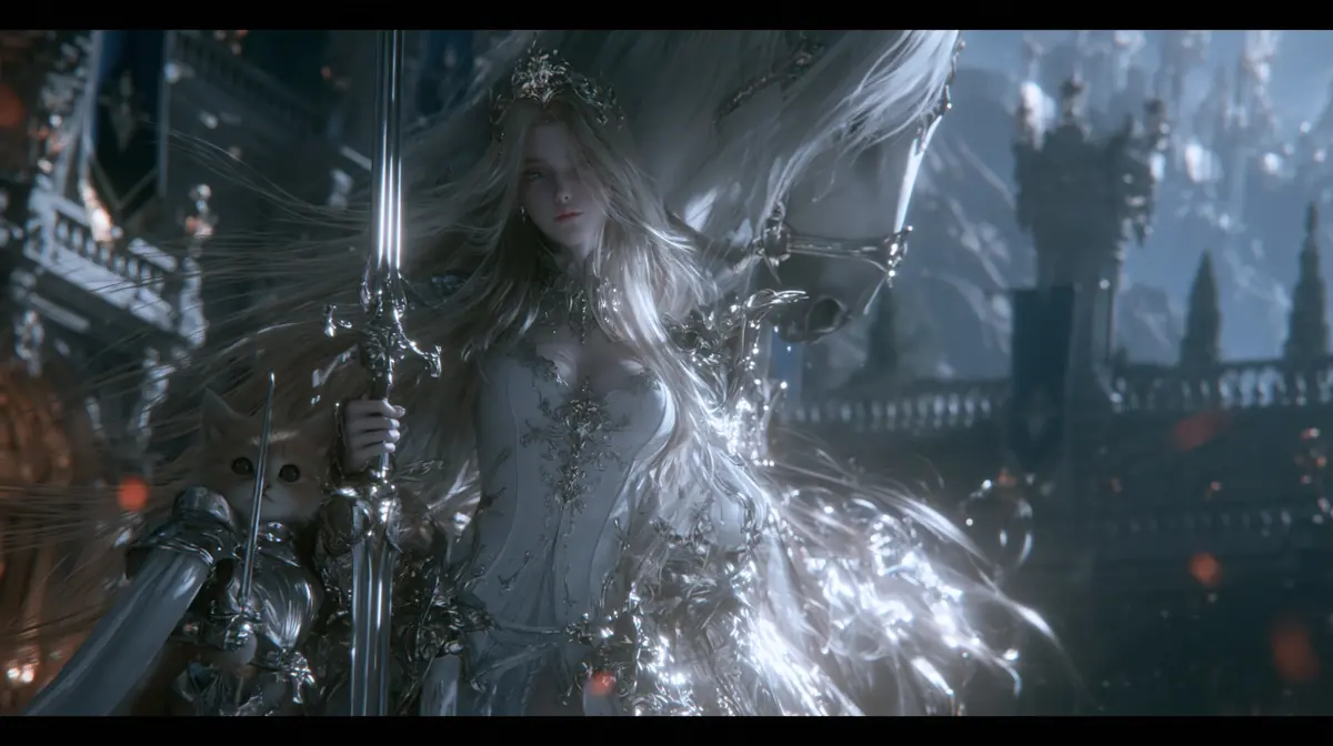 Cinematic Princess and Kitten Midjourney提示词