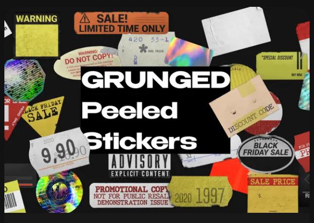 50+ GRUNGED Peeled Stickers