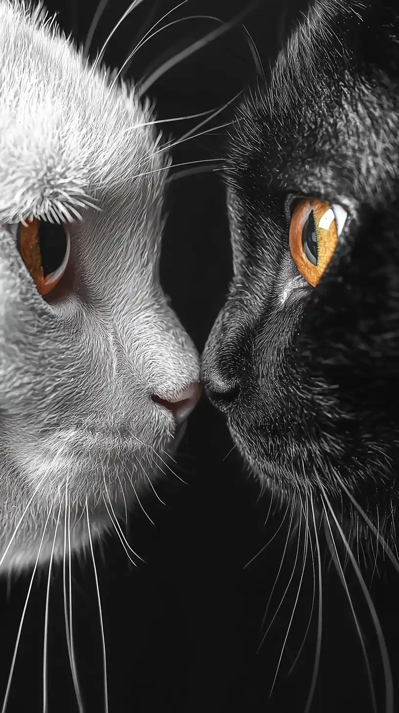 Minimalist Cats in Fuzzy Form Midjourney提示词