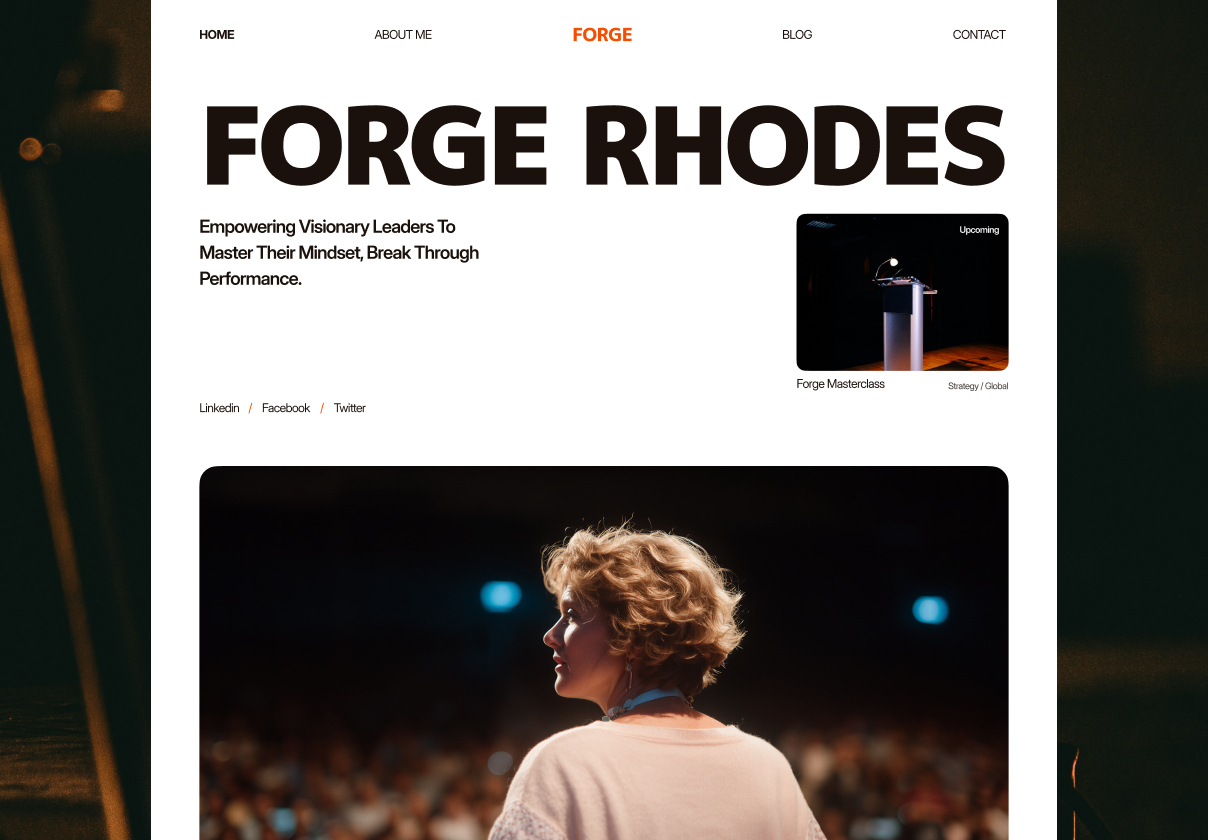 领导力演讲者Framer模板（Forge Rhodes），Forge Rhodes