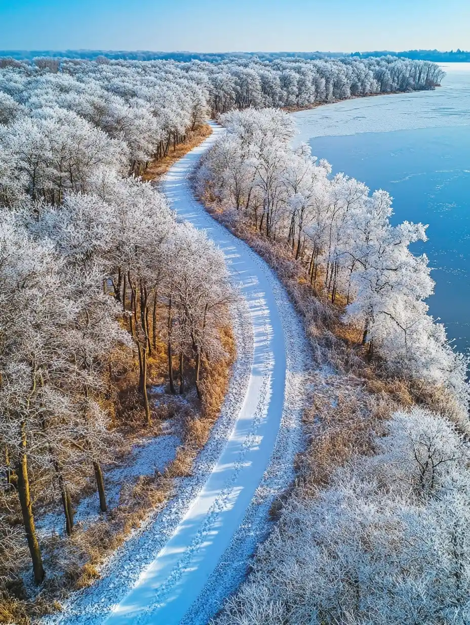 Winter Pathway Aerial View Midjourney 提示词生成效果