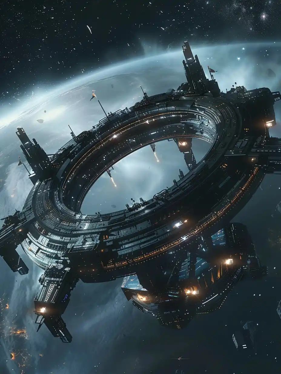 Futuristic Space Station on Mars Midjourney提示词