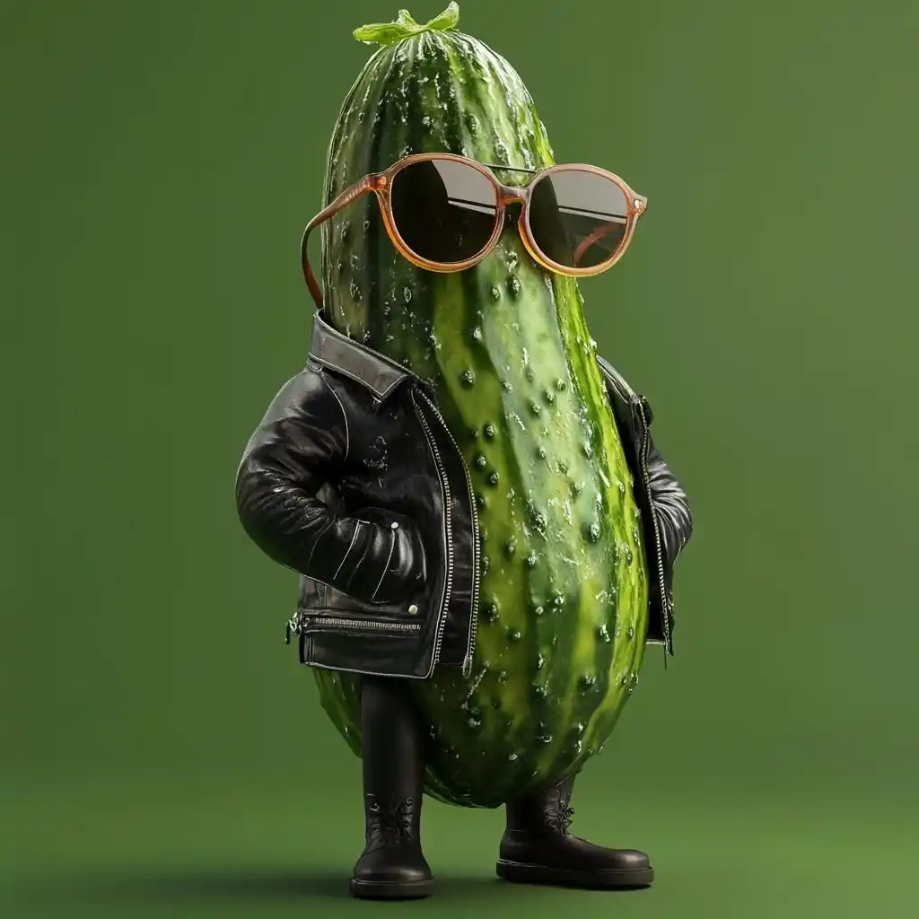 Cool Cucumber in Leather Midjourney提示词