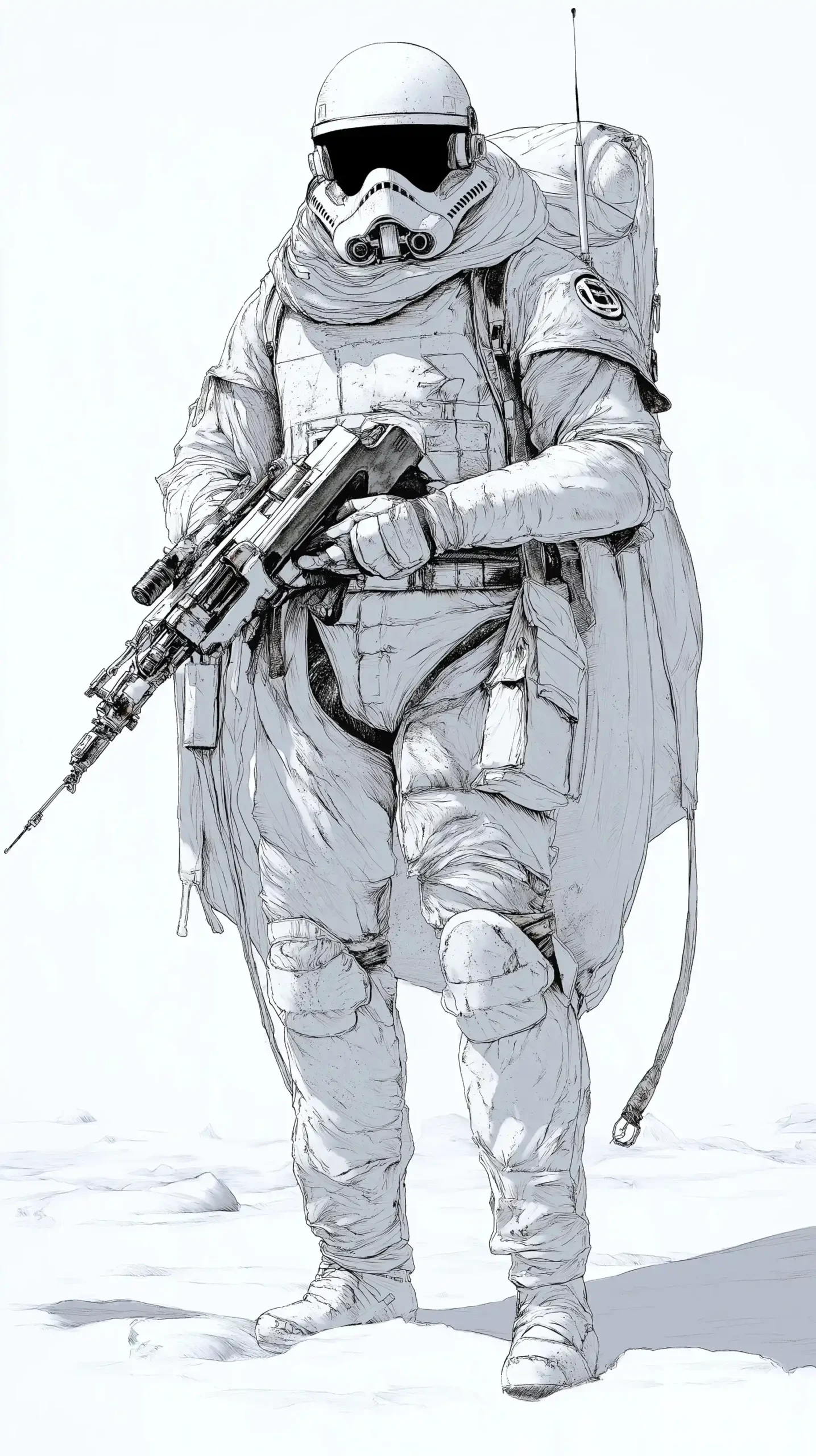 Line Drawing of Hoth Trooper Midjourney提示词