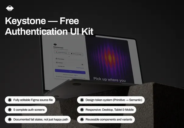 鉴权登录UI套件（Figma，Keystone），Keystone — Free Authentication UI Kit