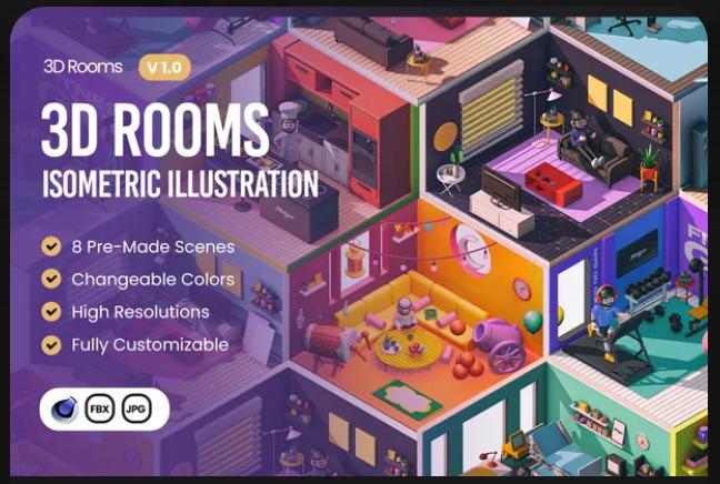 Moorgan 3D Rooms Isometric Scenes (v1.0)