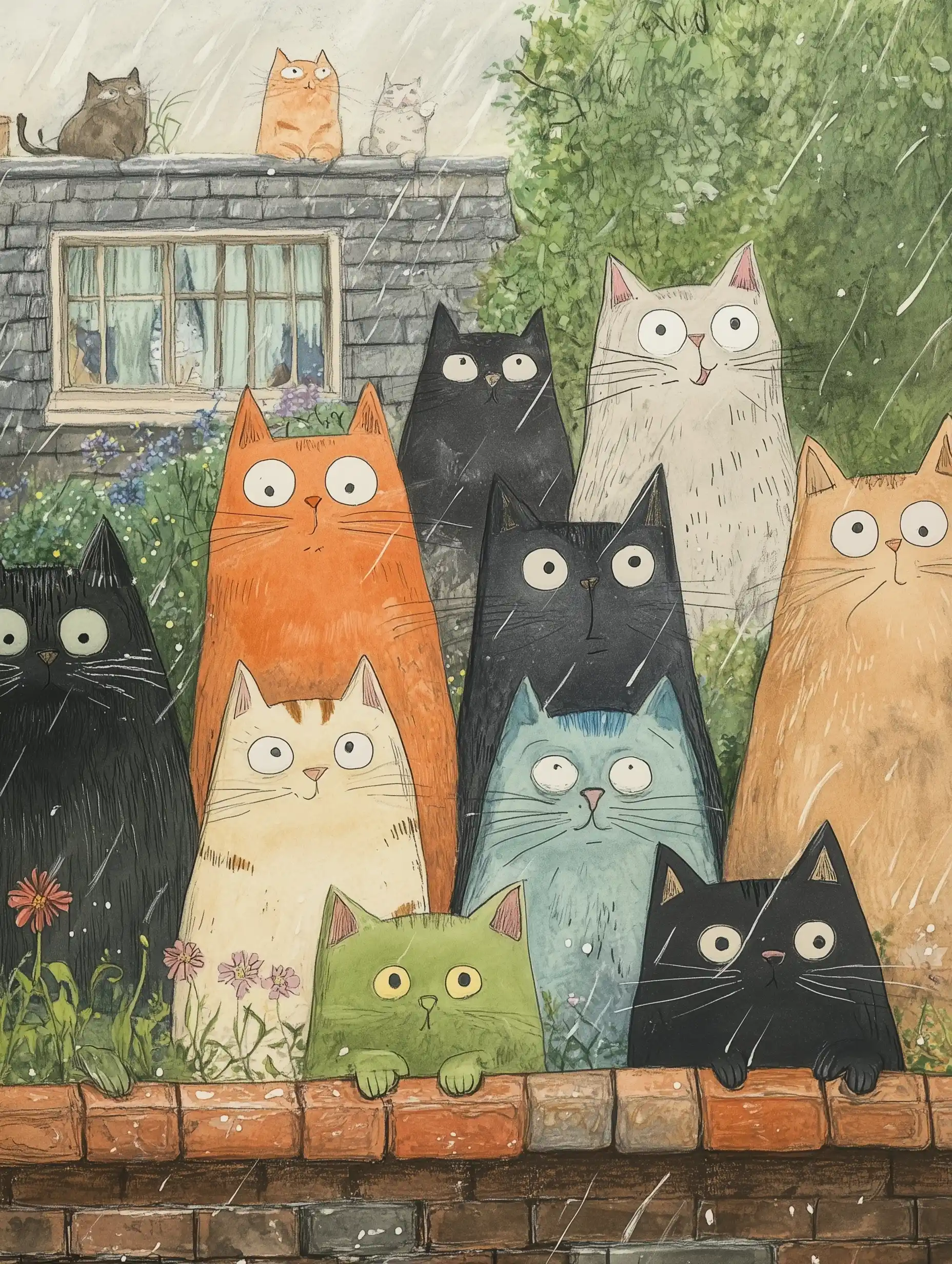 Briggs Warm Cat Illustrations Midjourney提示词