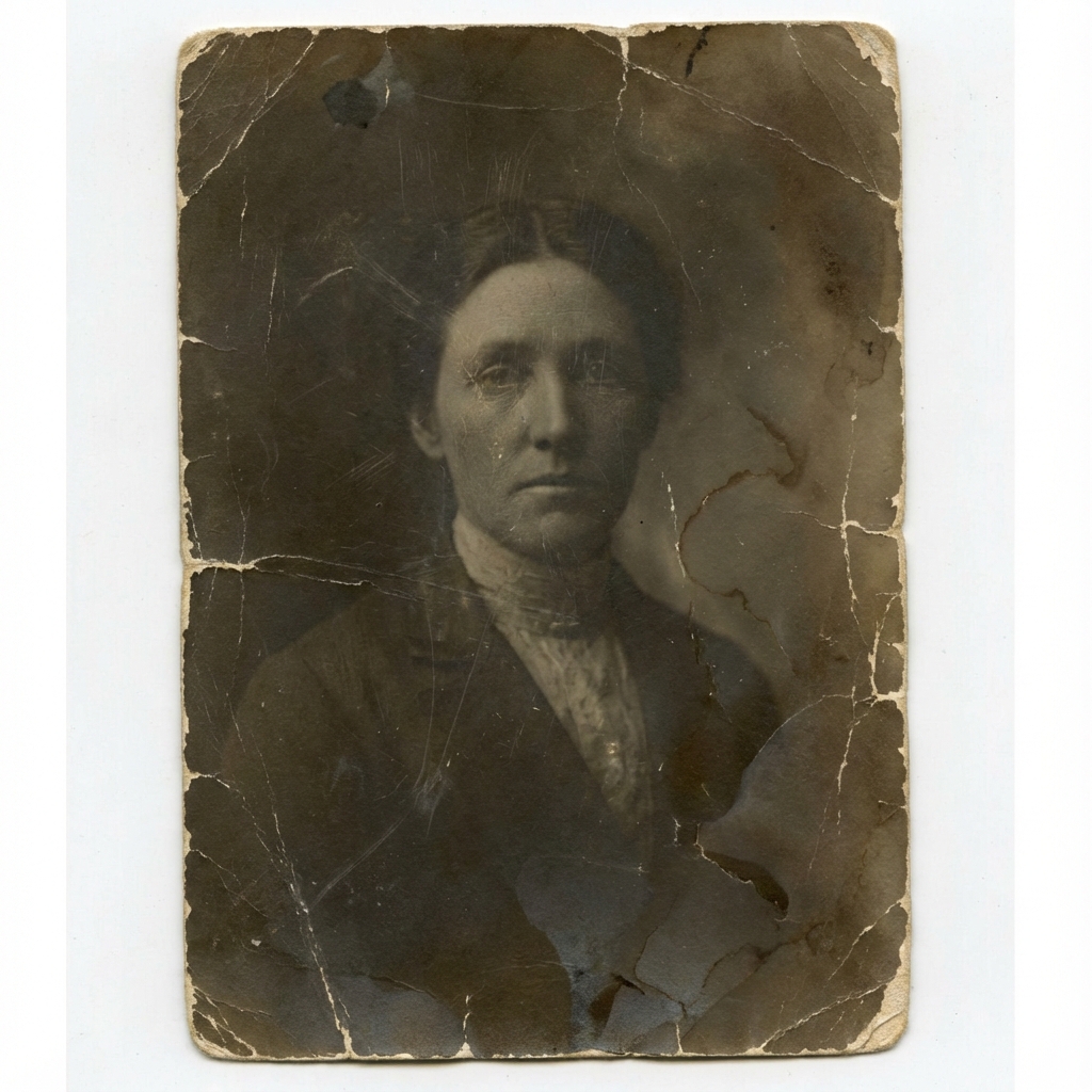 Vintage Black and White Portrait of Woman - Antique Photo Nano Banana提示词