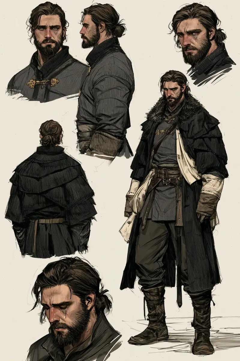 Warrior Character Reference Sheet Midjourney提示词