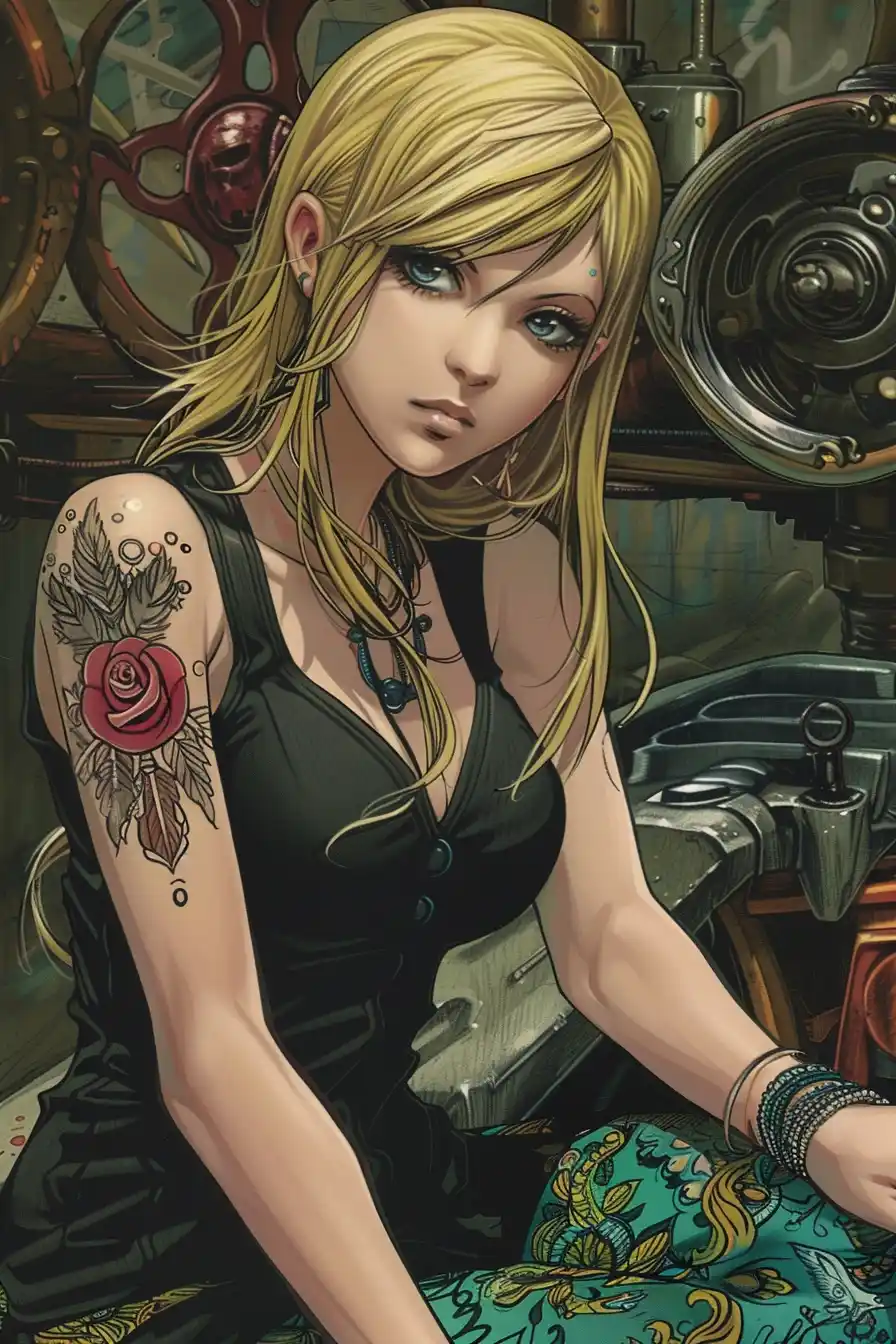 Detailed Blonde Businesswoman Midjourney提示词