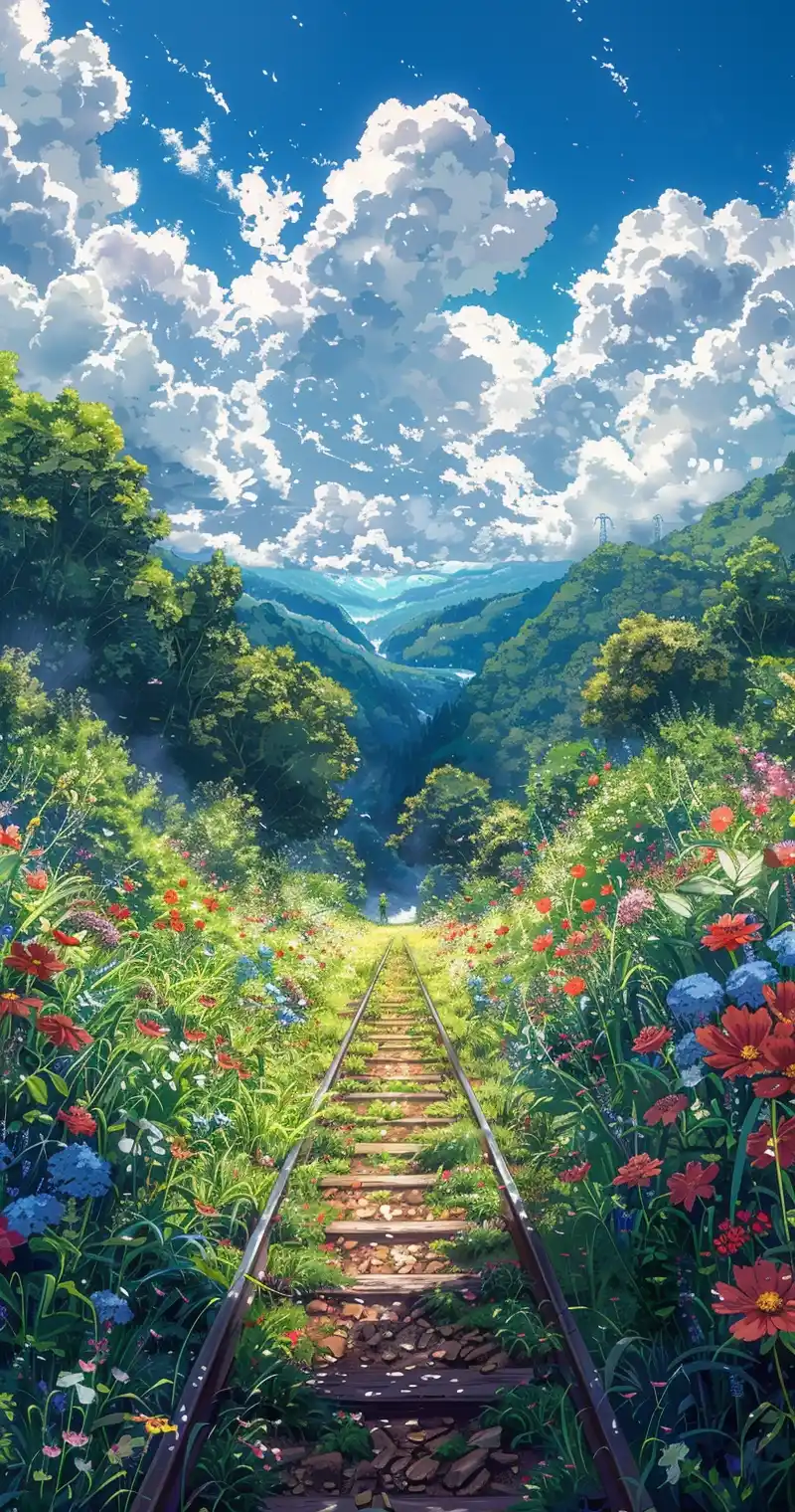 Train Scenery in Anime Midjourney提示词