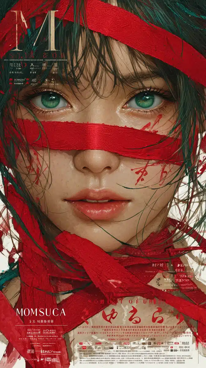 Transparent Woman with Ribbons Midjourney提示词