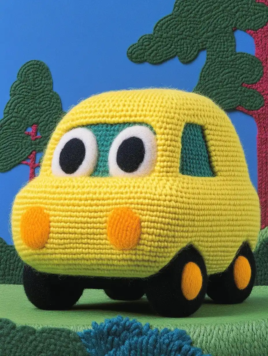 Wool Felt Car Headlights Midjourney提示词