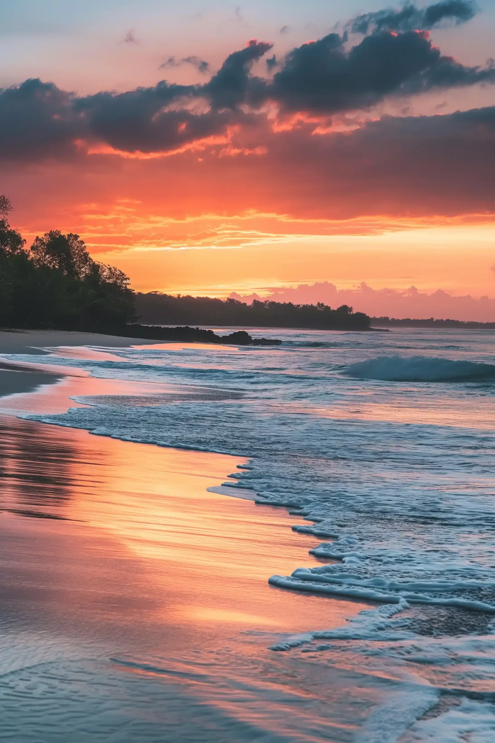Tropical Bay Sunset Surf Midjourney提示词