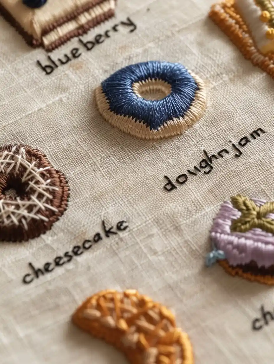 Embroidered Dessert Icons Midjourney提示词