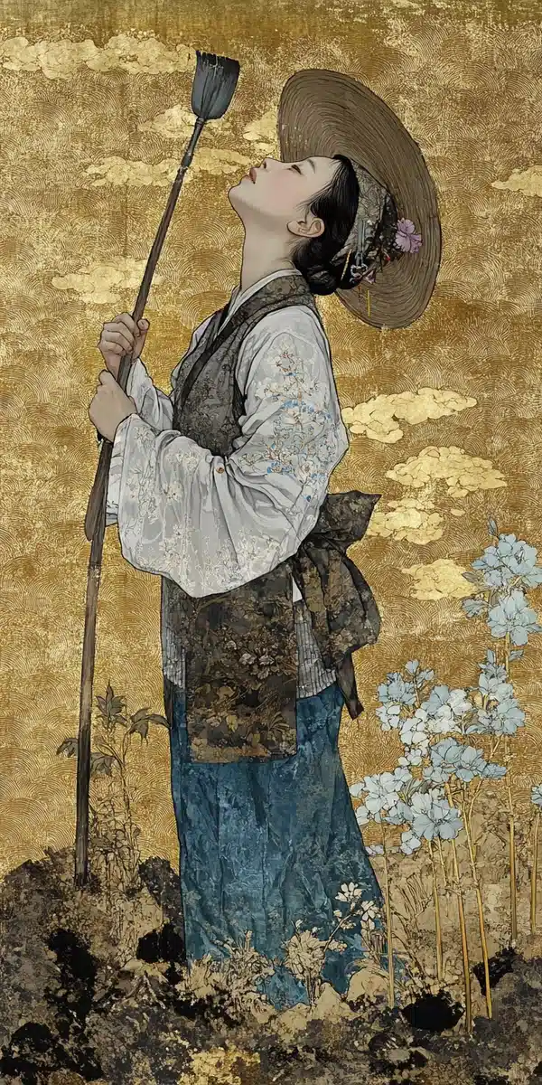 Chinese Farmer in Field Midjourney提示词