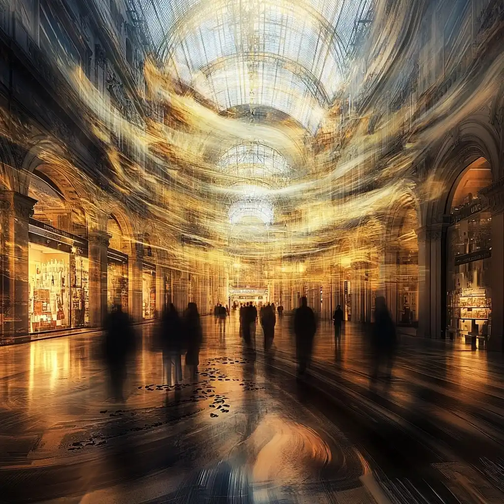 Urban Vortex at Galleria Midjourney提示词