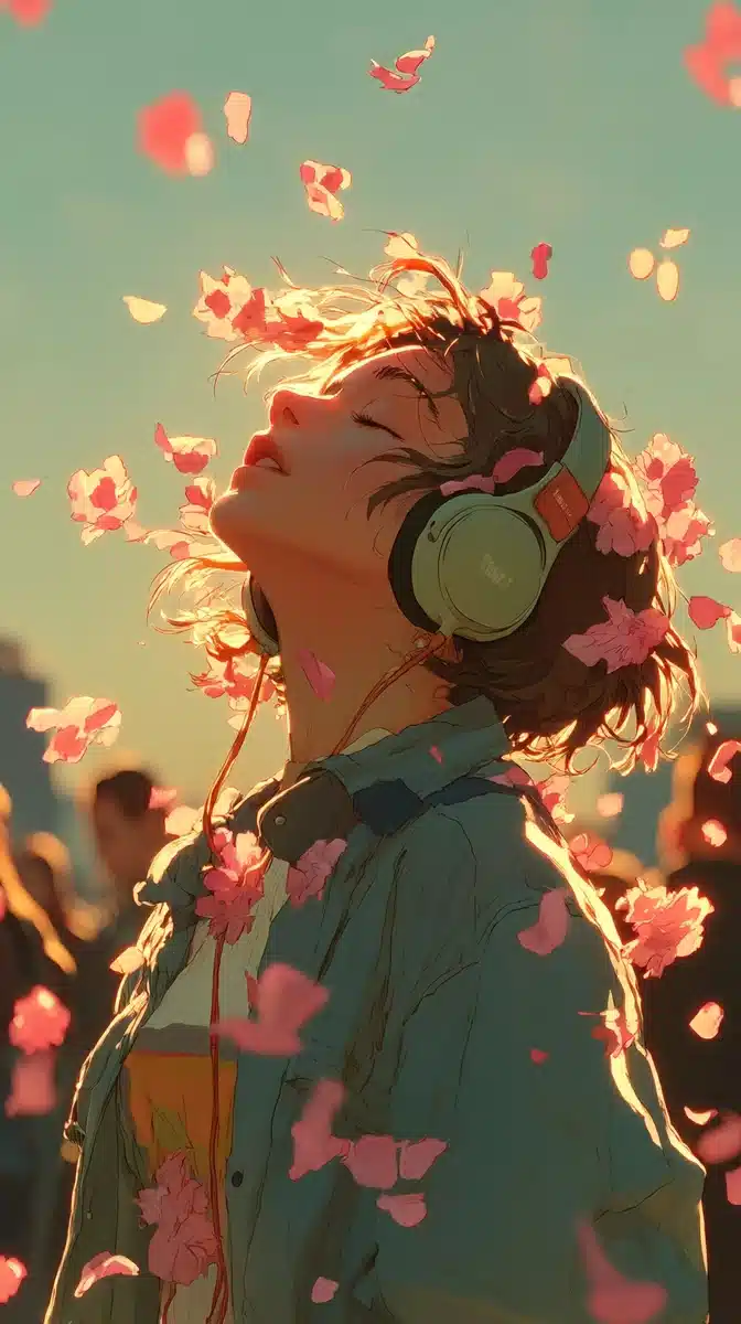 Pastel Girl with Headphones Midjourney提示词