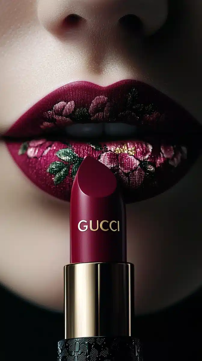 Gucci Floral Lips Design Midjourney提示词