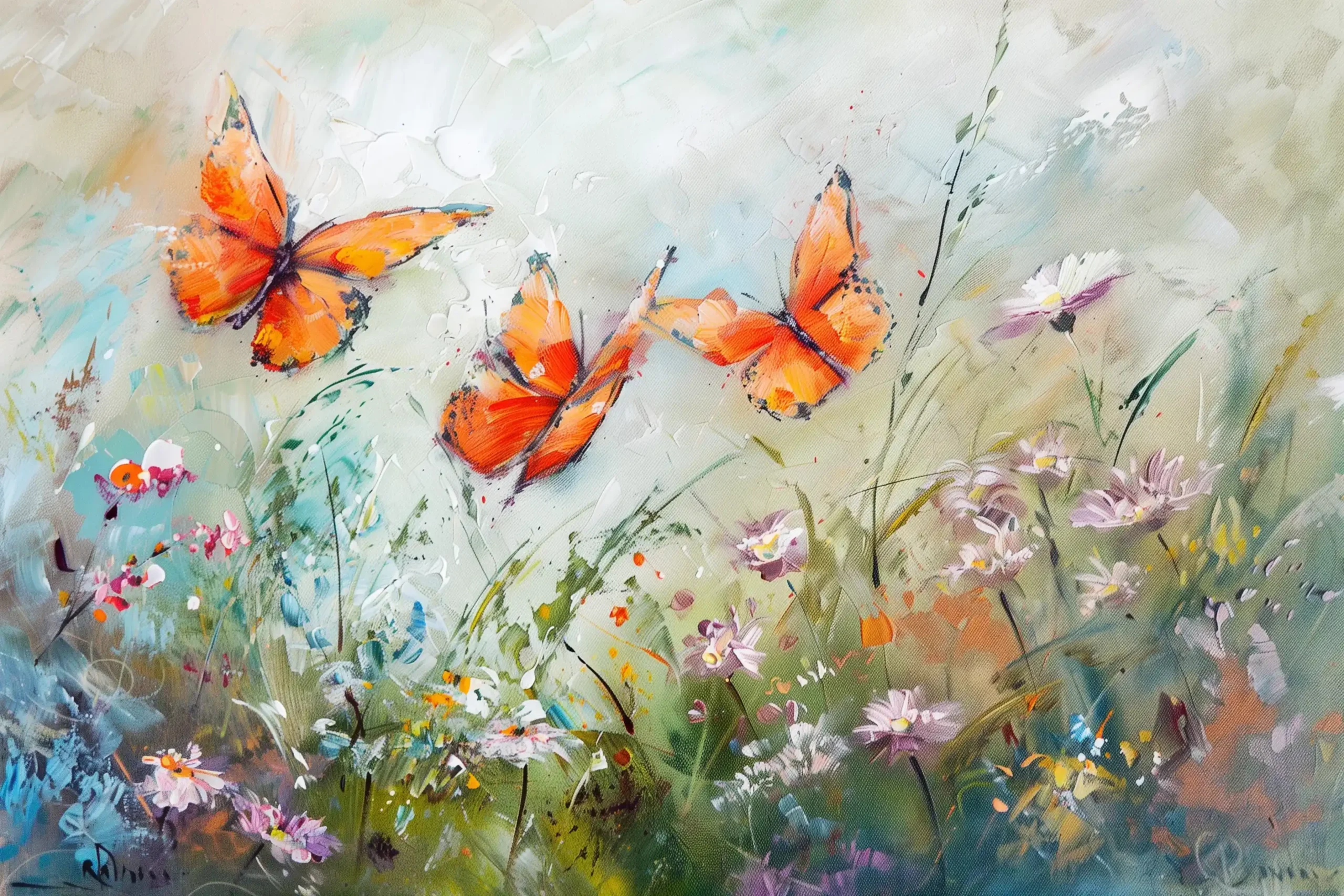 Delicate Wildflowers Butterflies Midjourney提示词