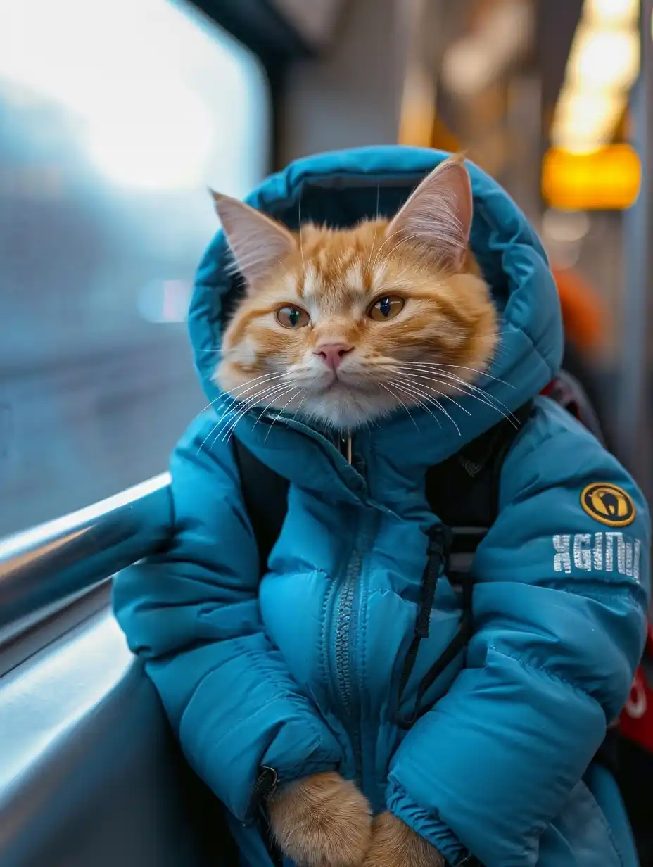 Metro Cat in Blue Wool Midjourney提示词