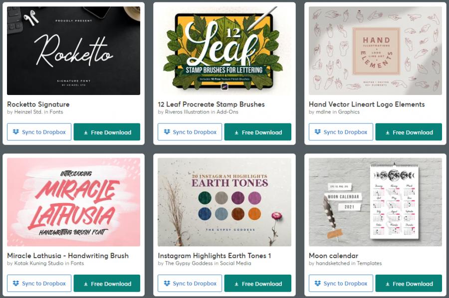 （2021年1月12日）CreativeMarket网站本周免费资源打包