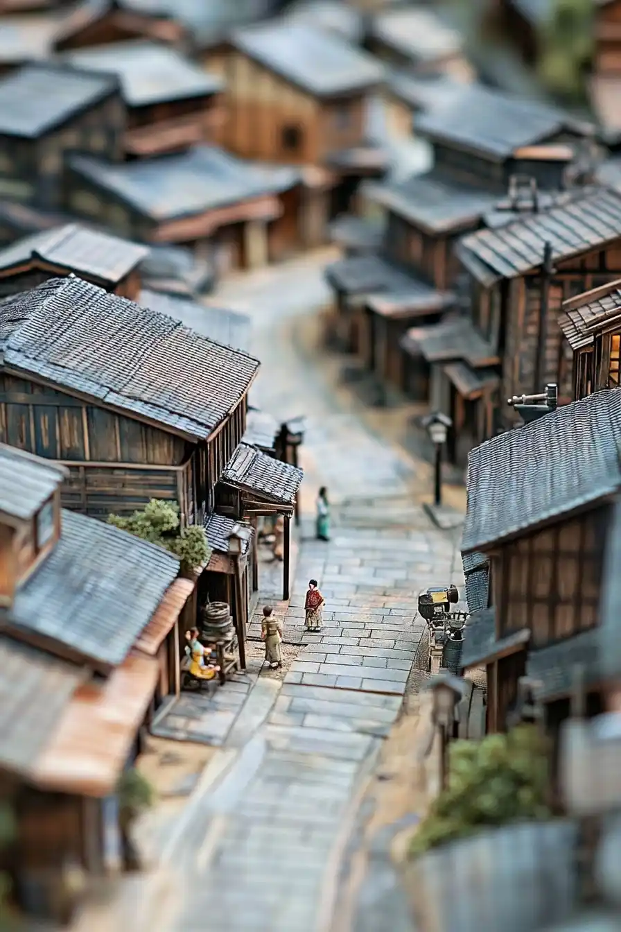 Miniature Future Village Layout Midjourney提示词