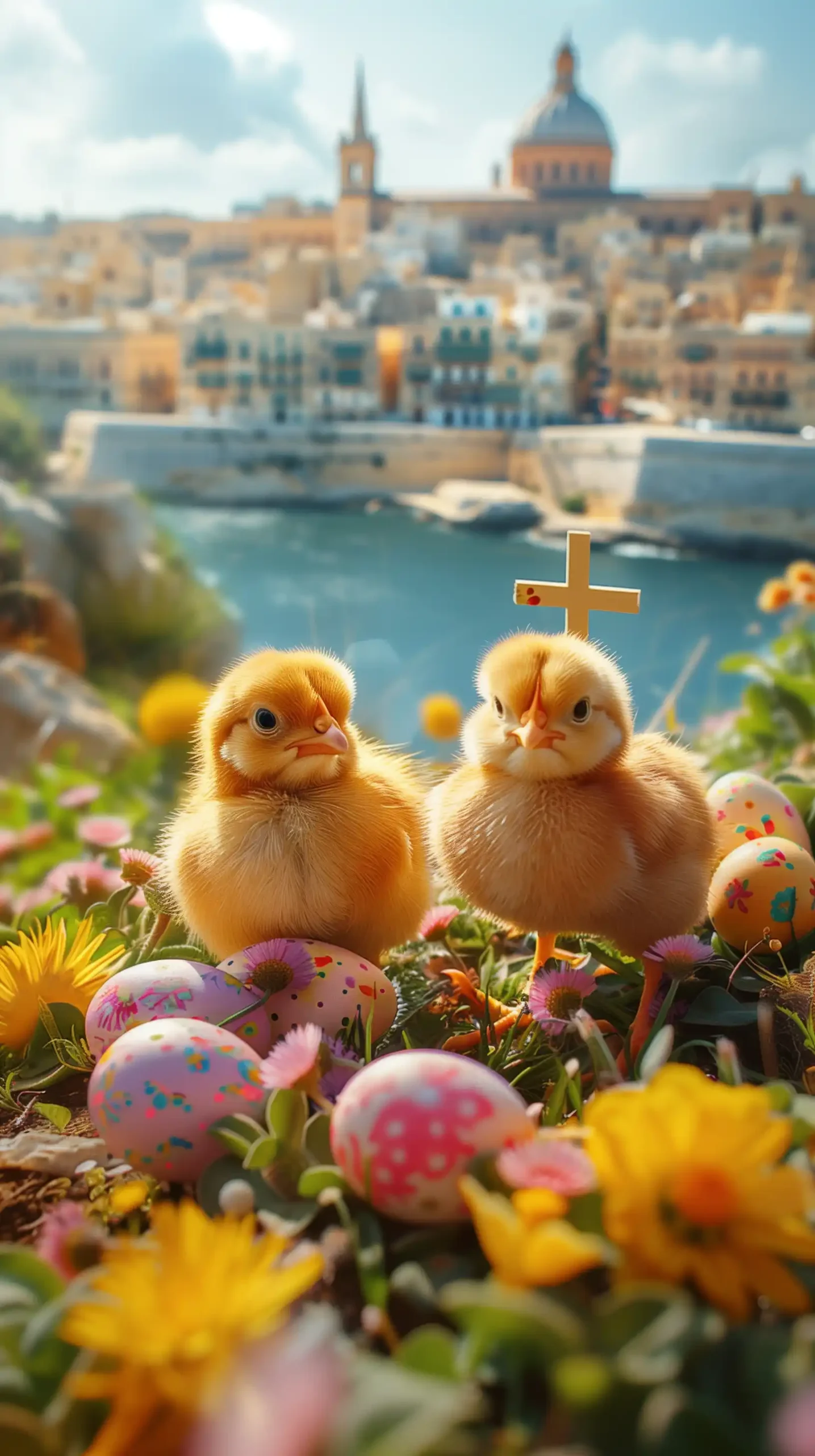 Easter Cross and Eggs Midjourney提示词