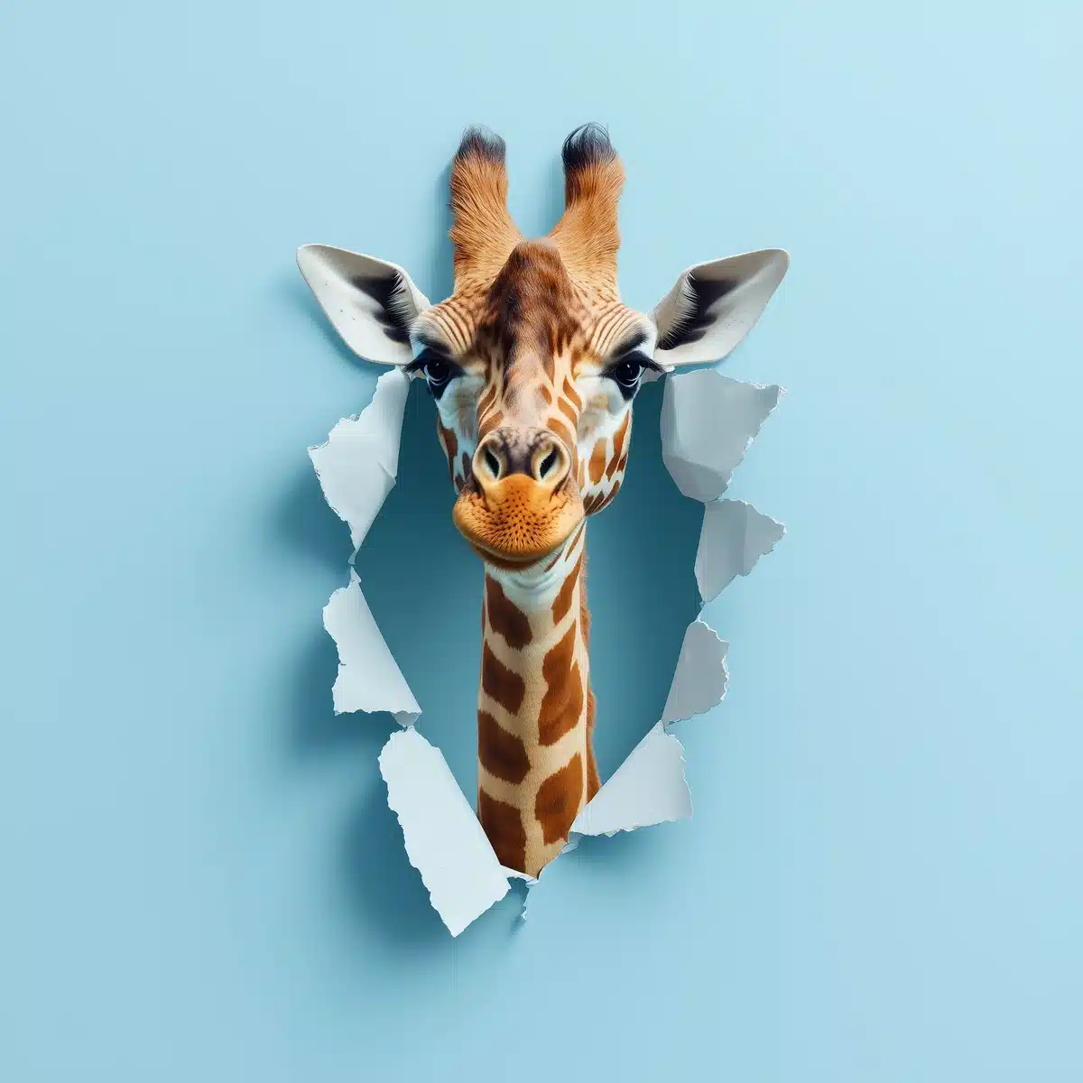 Giraffe Emerging from Paper Midjourney提示词