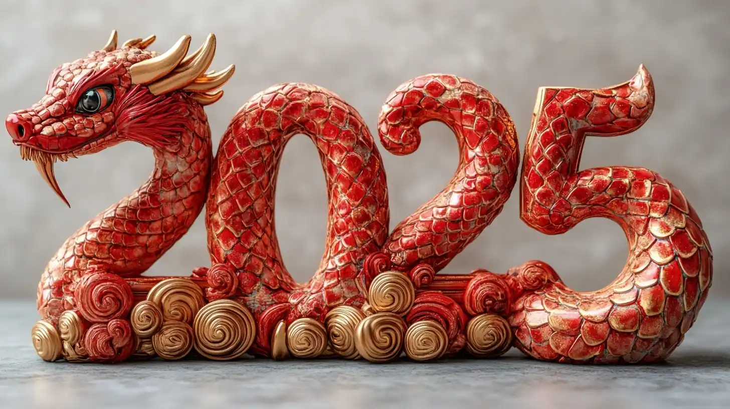 3D Red Gold 2025 Rendering Midjourney提示词