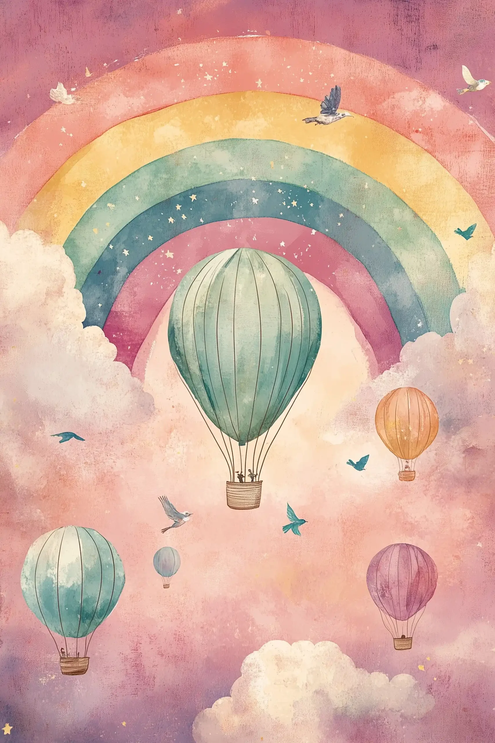 Hand-Drawn Rainbow Invitation Midjourney提示词