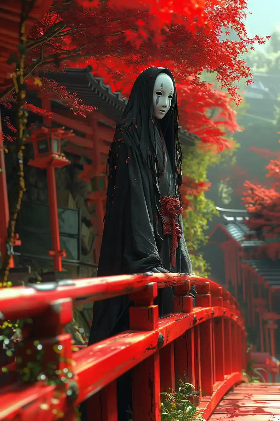 Dynamic No-Face on Bridge Midjourney提示词