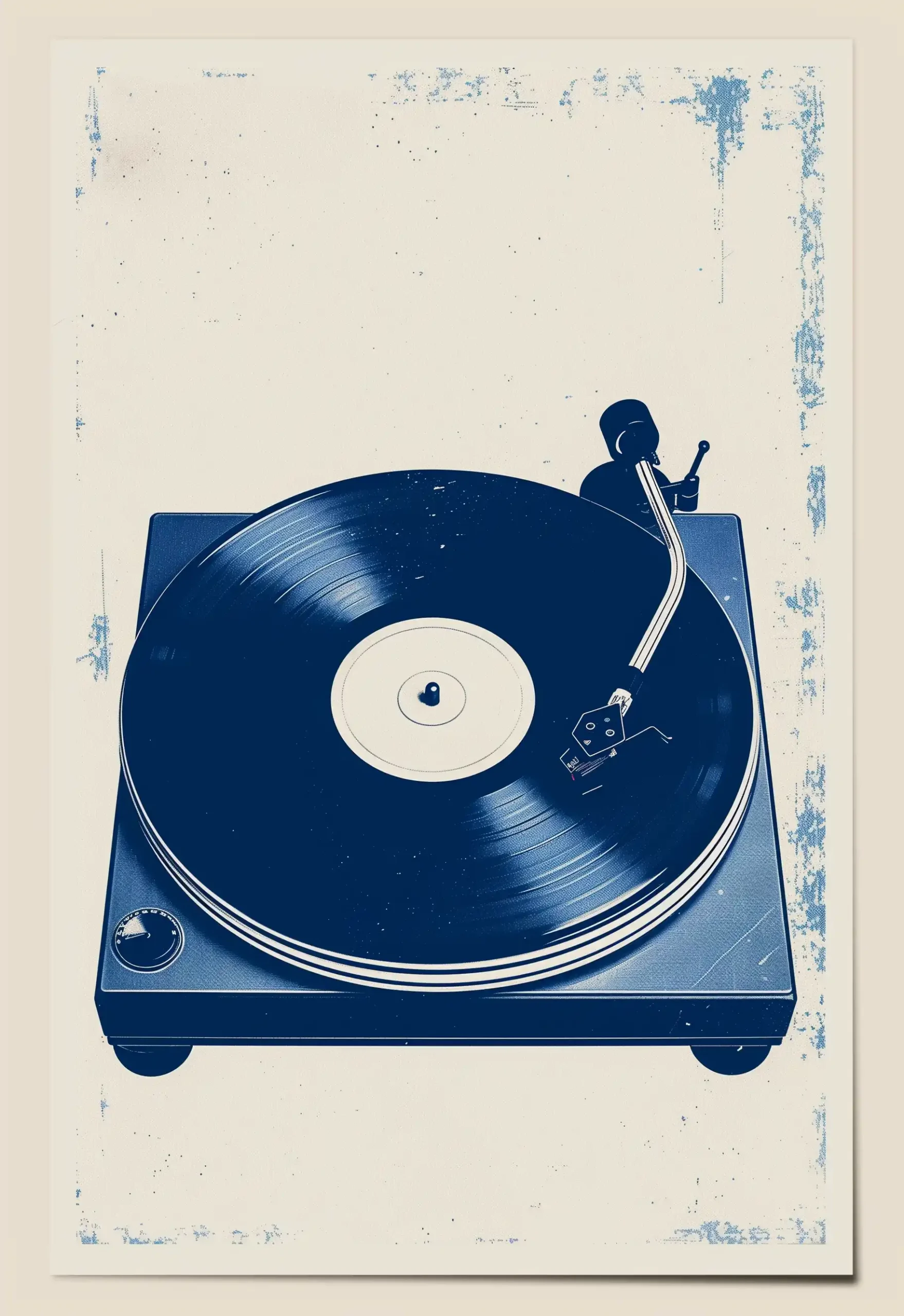 Minimal Blue Record Player Midjourney提示词
