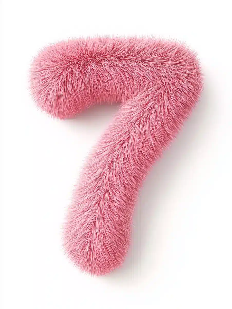 Furry Pink Number 7 3D Midjourney提示词