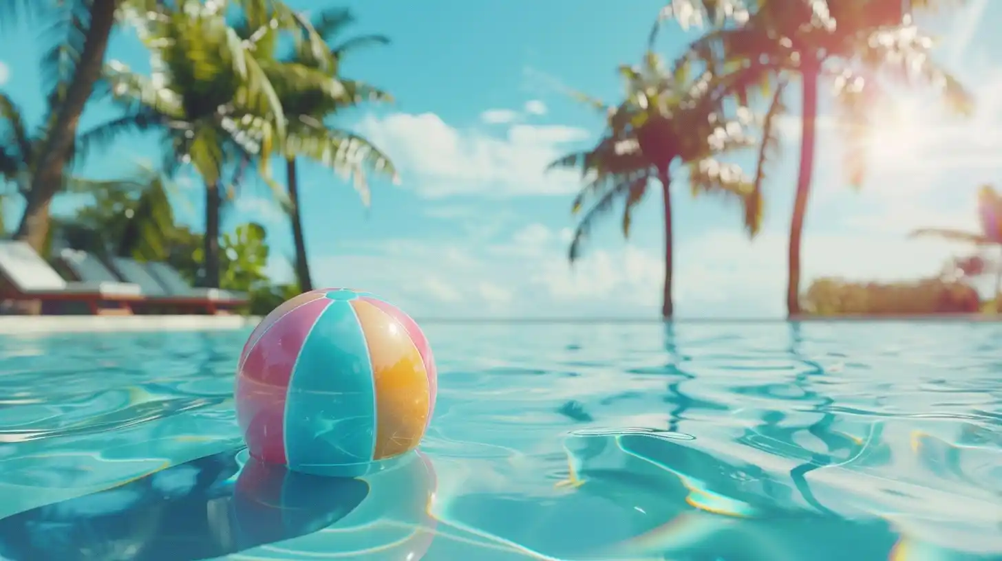 Colorful Beach Ball Pool Midjourney提示词