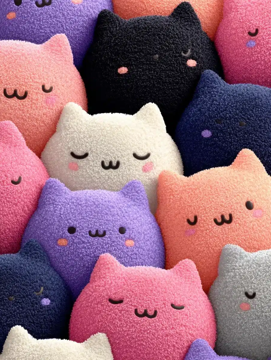 Kawaii Kitty Plush Pattern Midjourney提示词