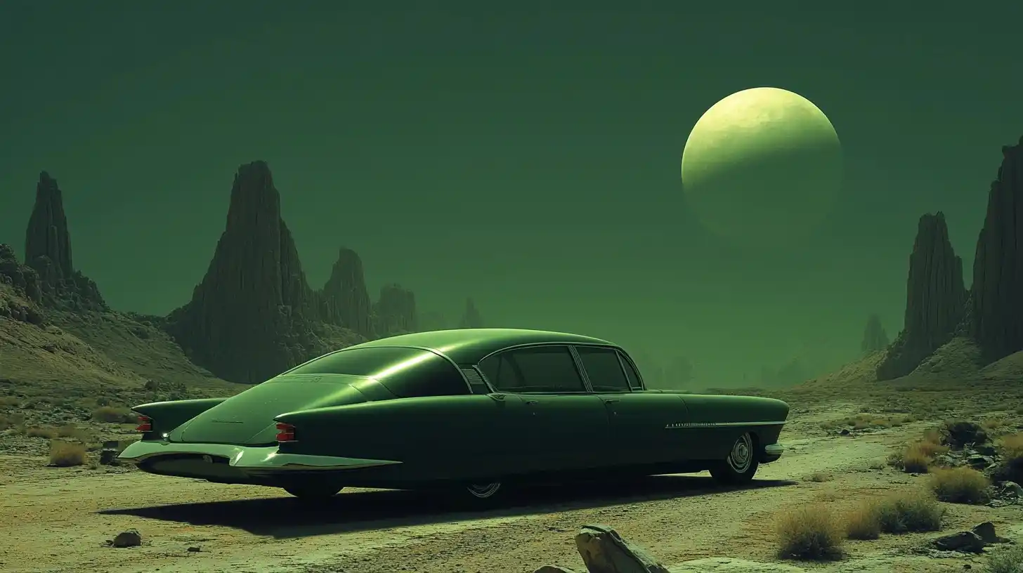 Goth Aliens in 1950s Midwest Midjourney提示词