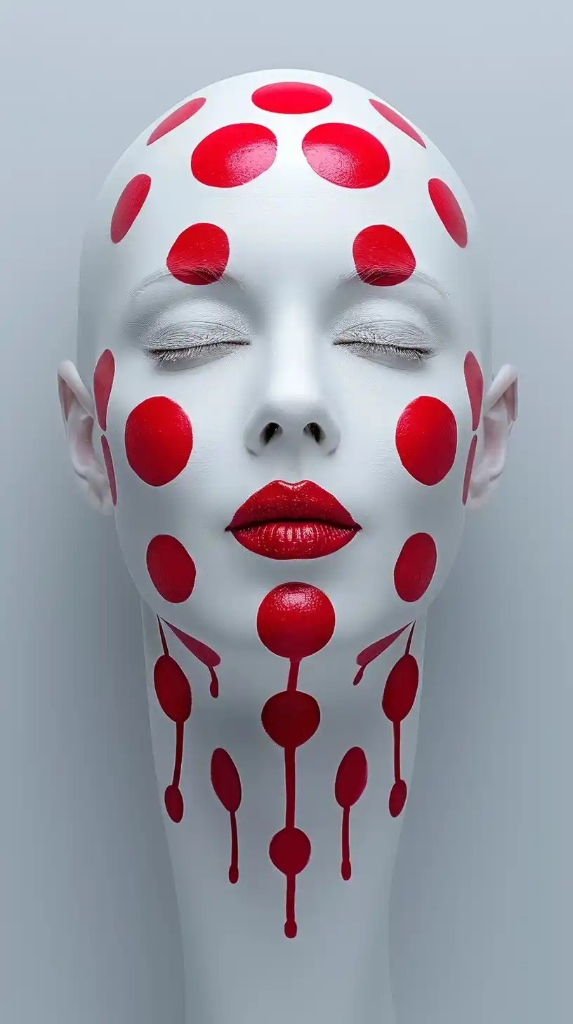 Spaced Red Dots on White Midjourney提示词