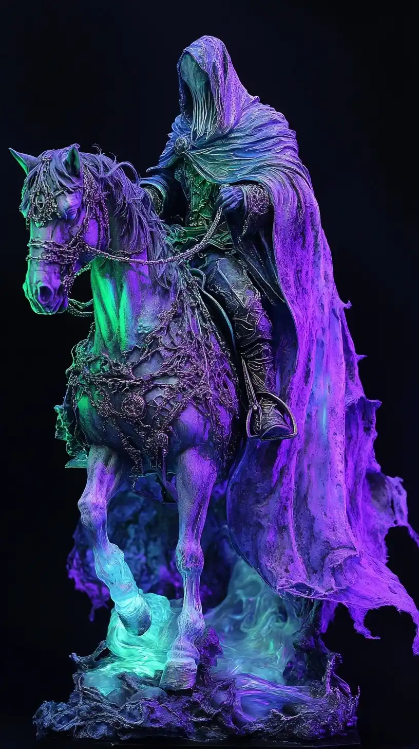 Cloaked Wizard on Ghost Horse Midjourney提示词