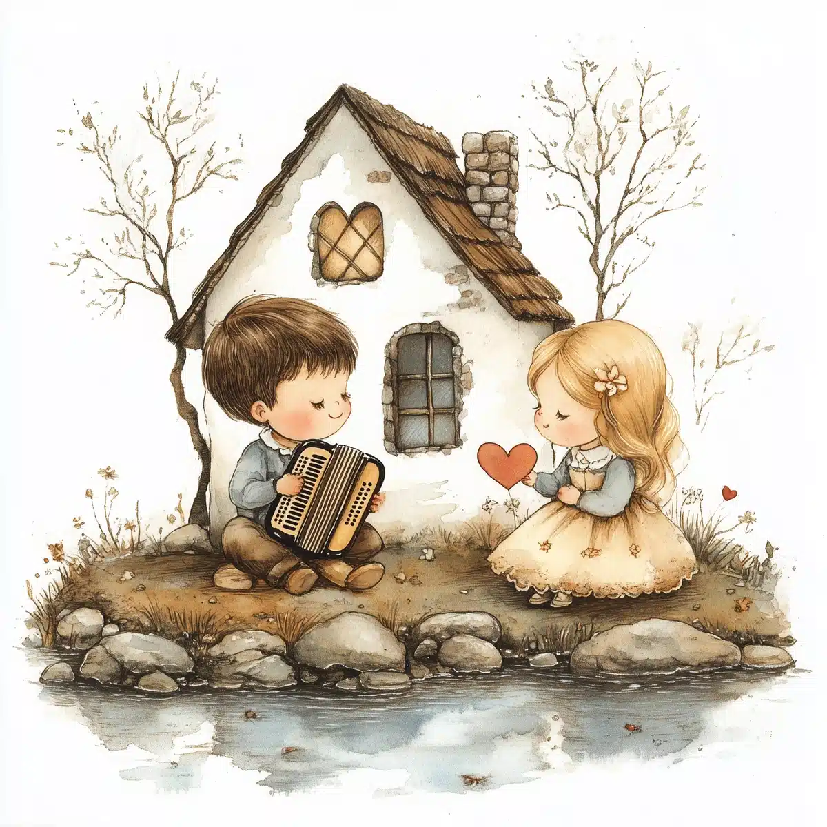 Vintage Valentine Farm Scene Midjourney提示词