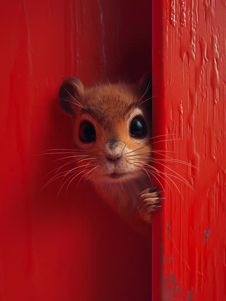Pixar Squirrel Peekaboo Midjourney提示词