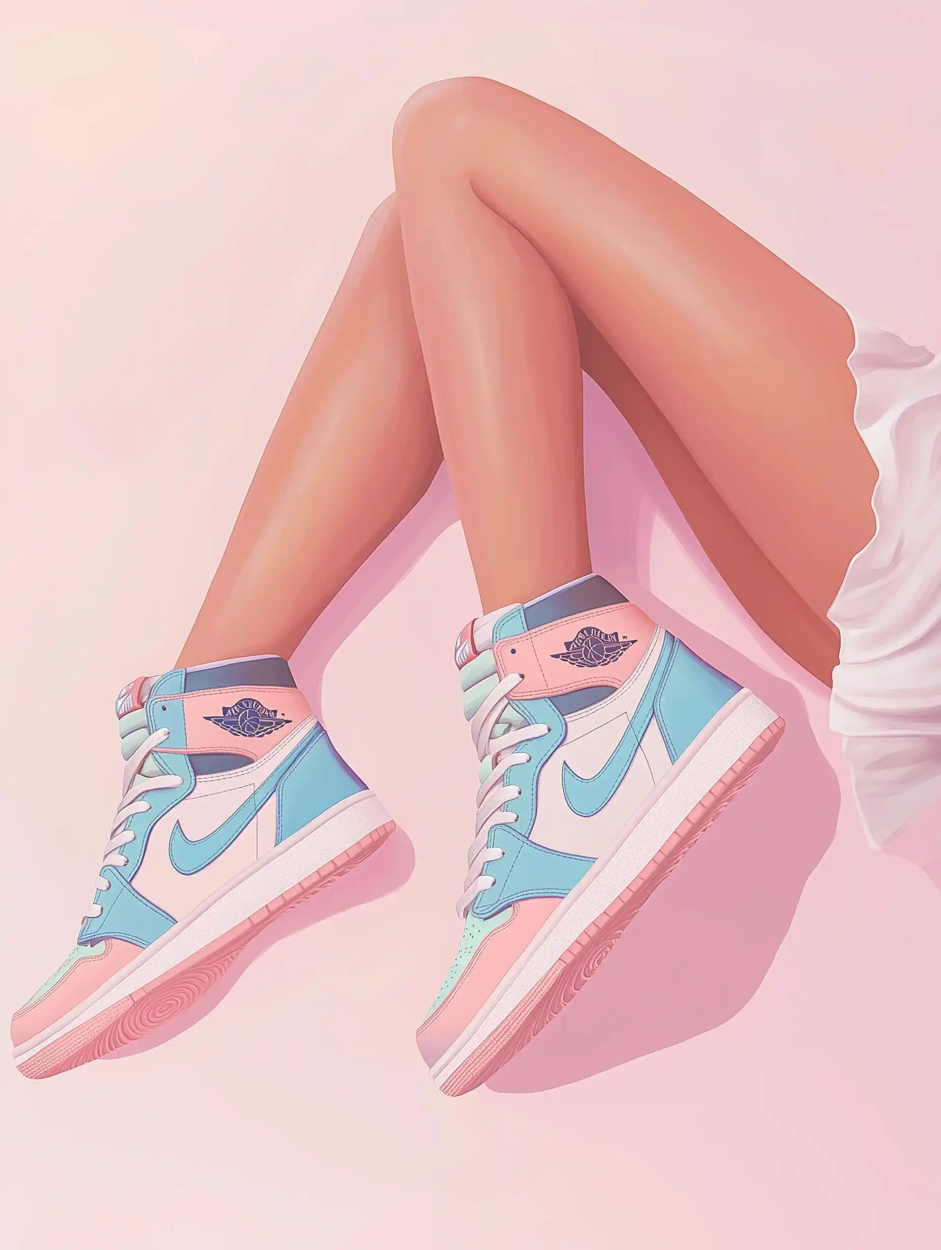 Pastel Sneakers in Air Midjourney提示词