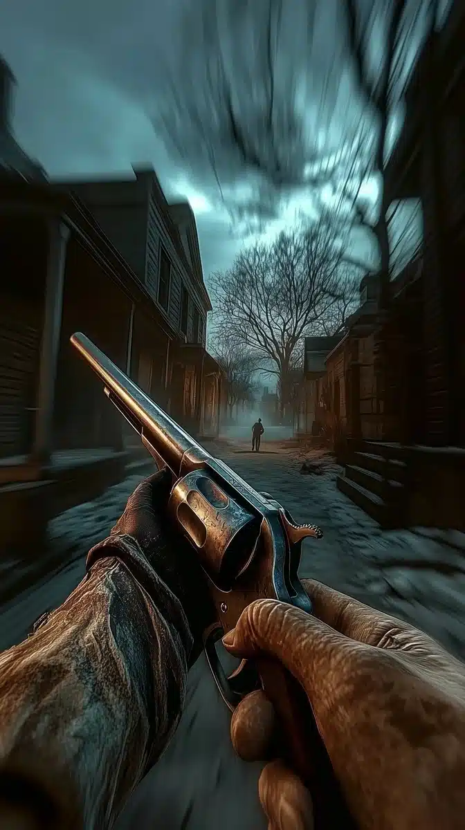 Cinematic Revolver in Moonlight Midjourney提示词