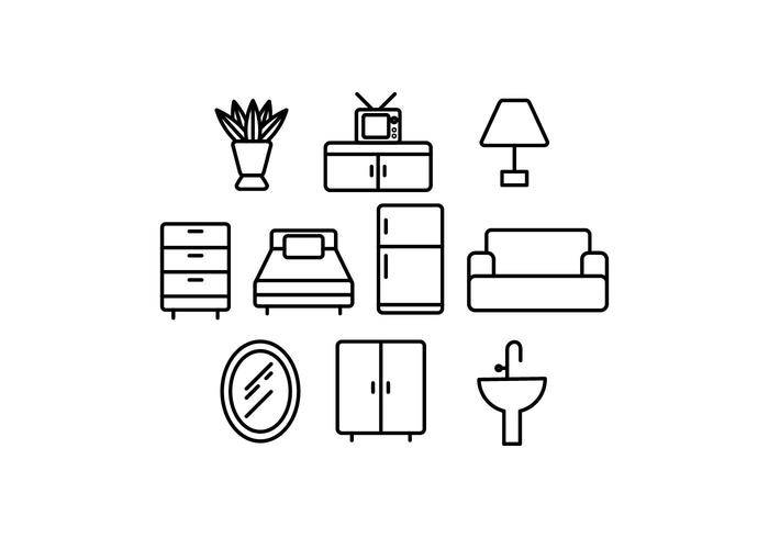 免费家具线图标矢量