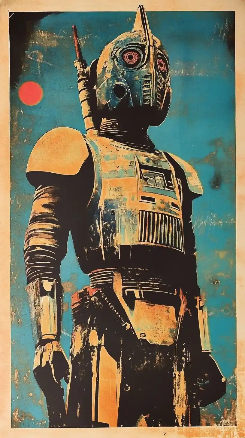 Retro-Futuristic Samurai Poster Midjourney提示词
